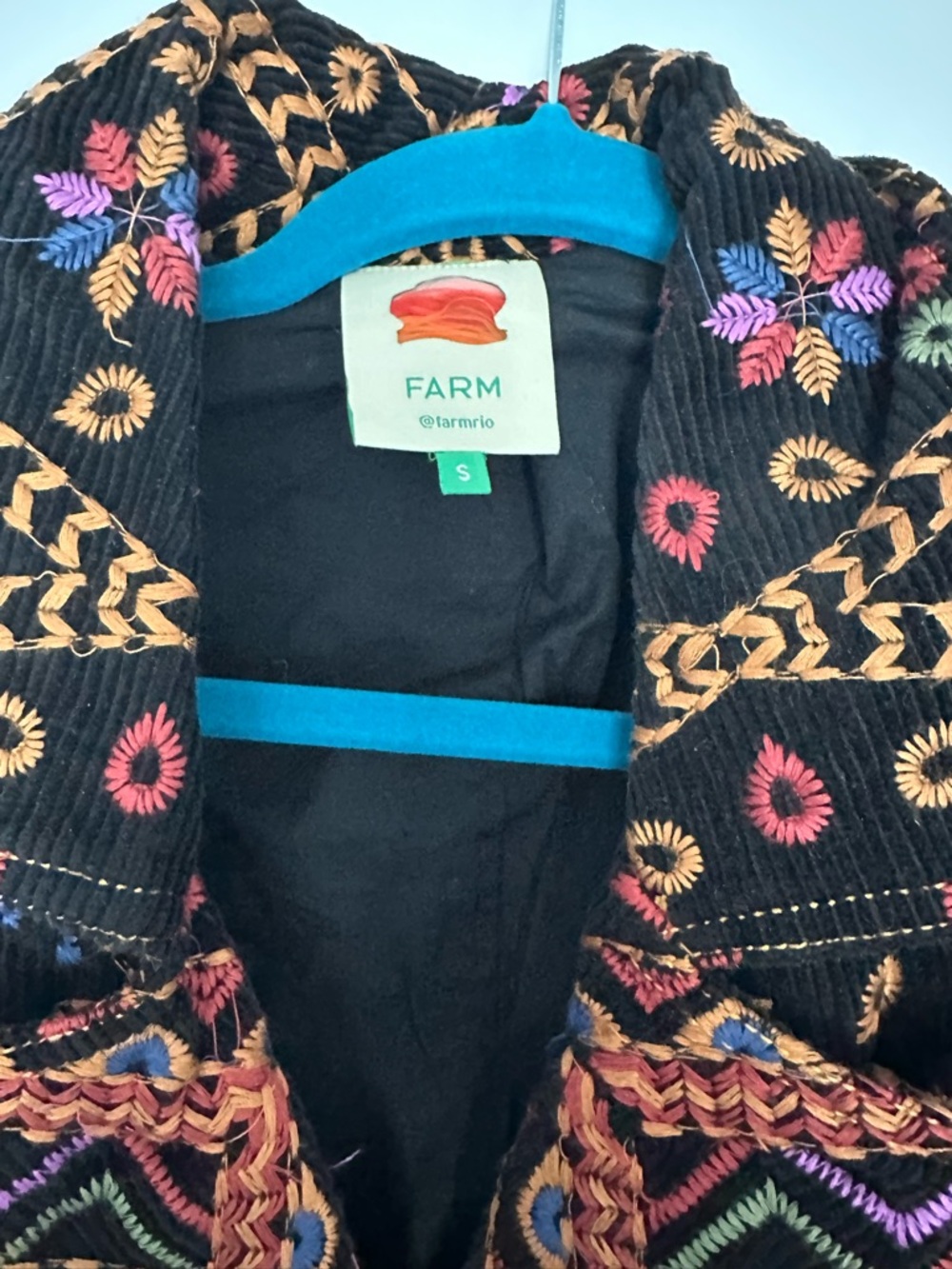 FARM Rio Black Embroidered Geometric & Floral Blazer small - Picture 7 of 7